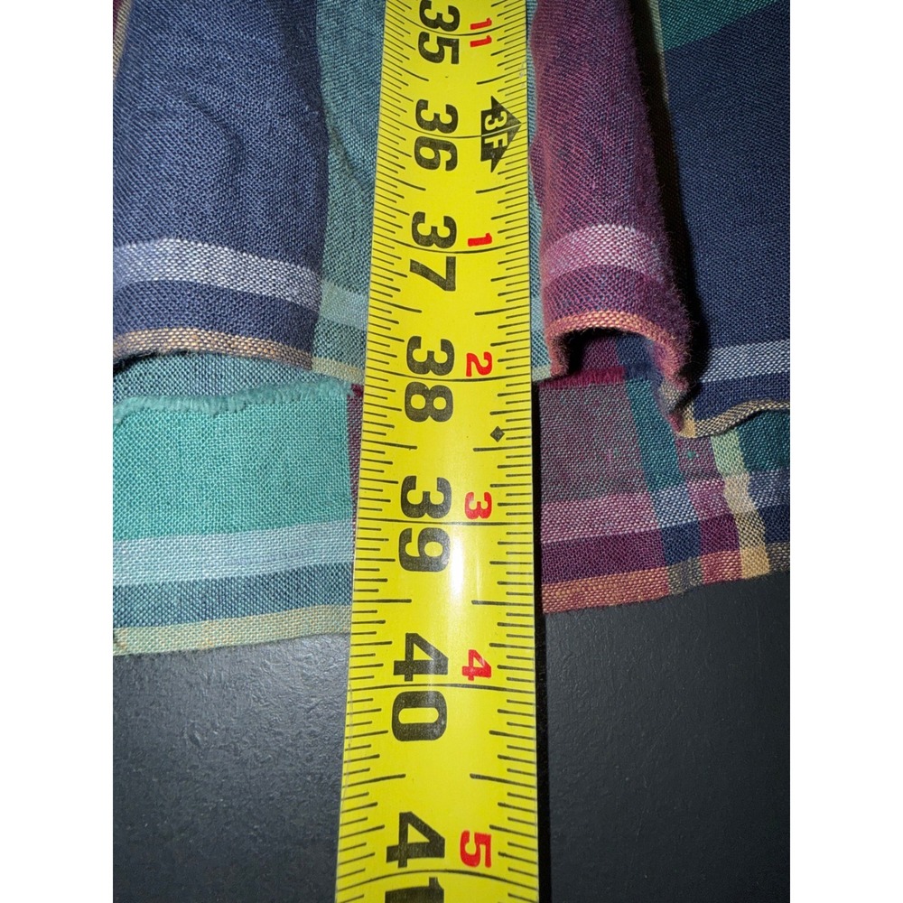 Positive Attitude Plaid Linen Blend Midi Dress Womens 8 Multi Color Short Sleeve - Picture 5 of 6